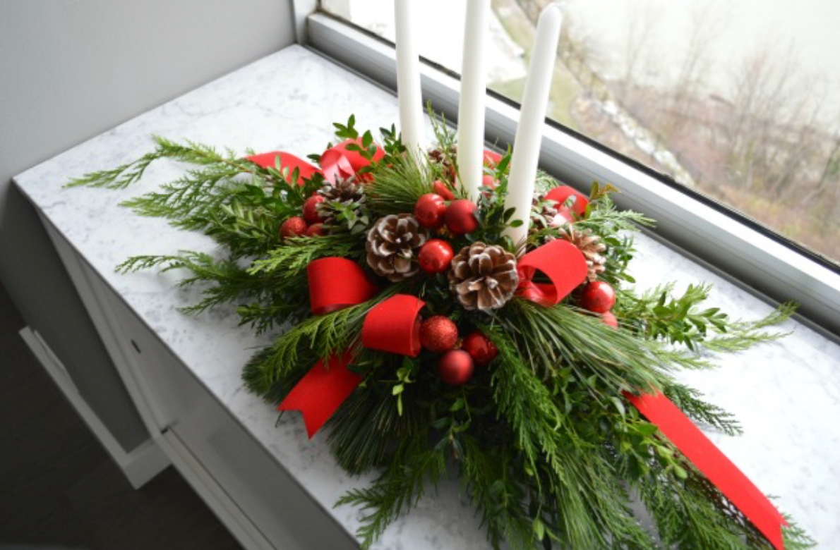 Christmas top Floral Table Arrangement, A Christmas Table Centerpiece, Christmas Centerpiece, Floral Arrangement, Christmas Decor