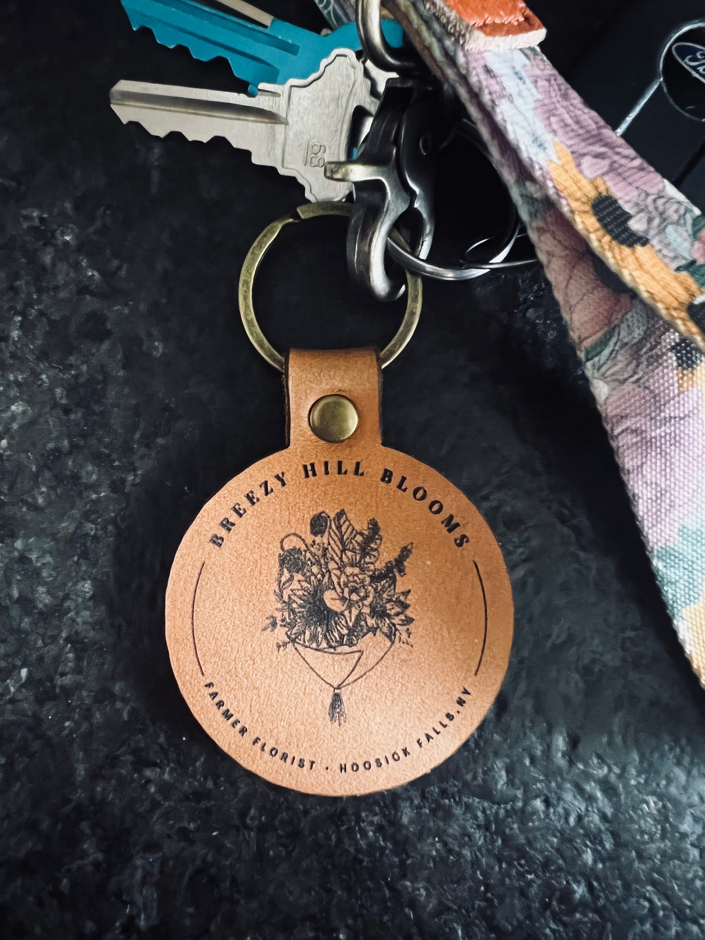 Logo Leather Keychain