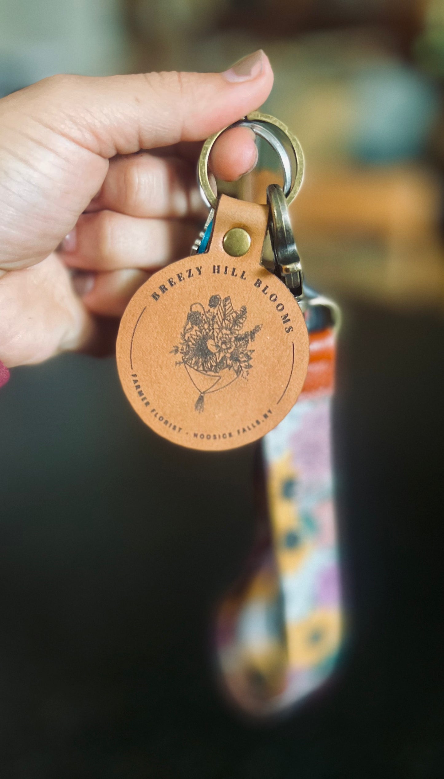 Logo Leather Keychain